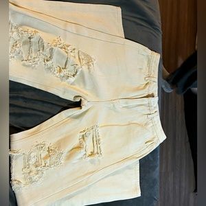 SHEIN ( suggested for the tall girlies ) ripped cream jeans